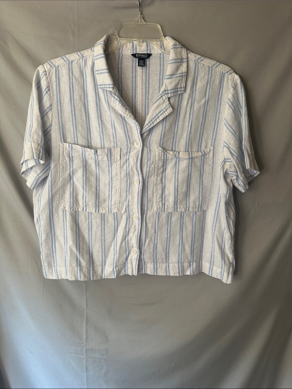 Buffalo Blue & White Striped Short-Sleeve Shirt